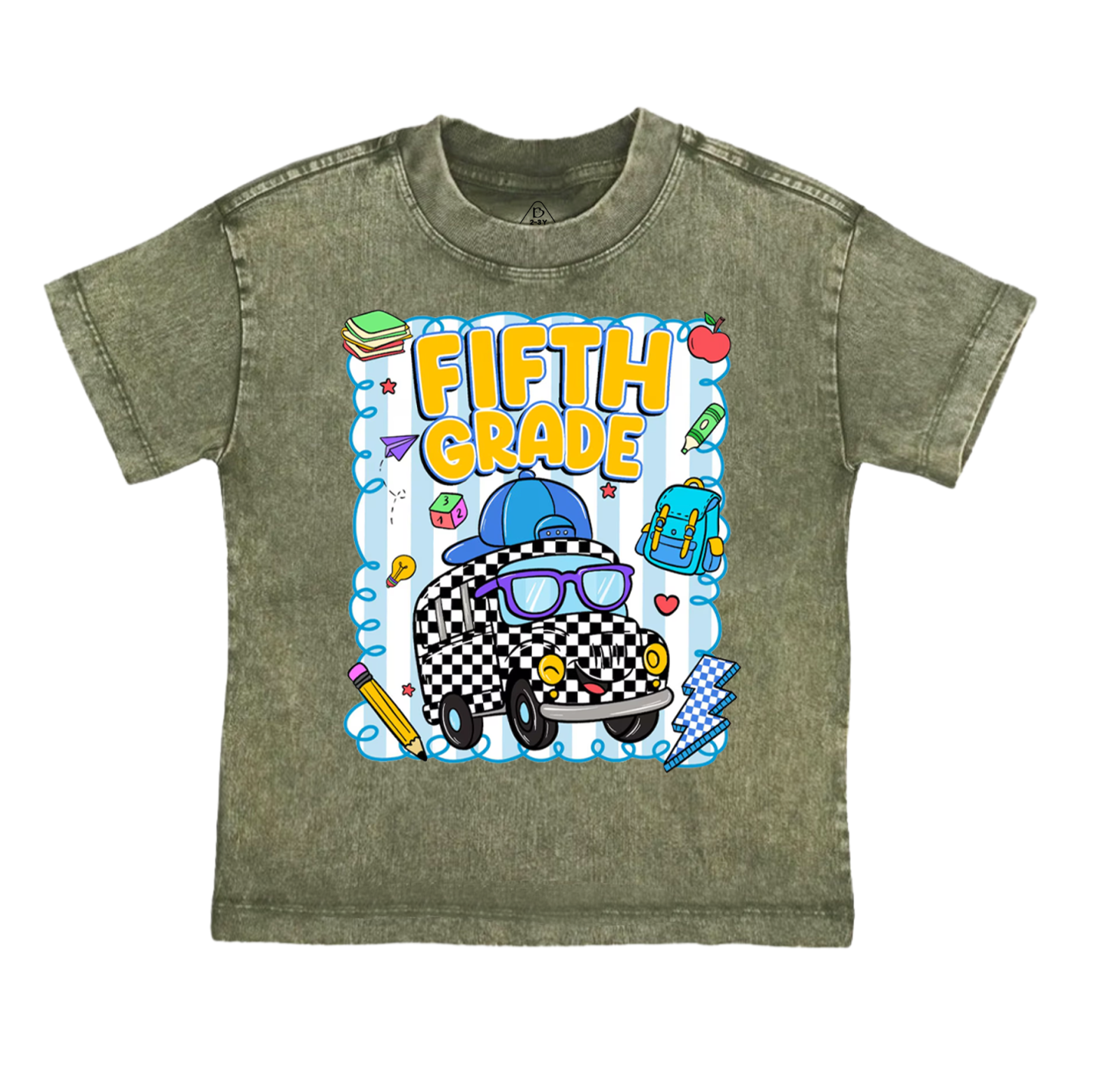 Personalized Toot Toot School Bus Toddler&Kids Washed Tees
