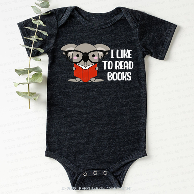I Like To Read Books Elephant Bodysuit For Baby