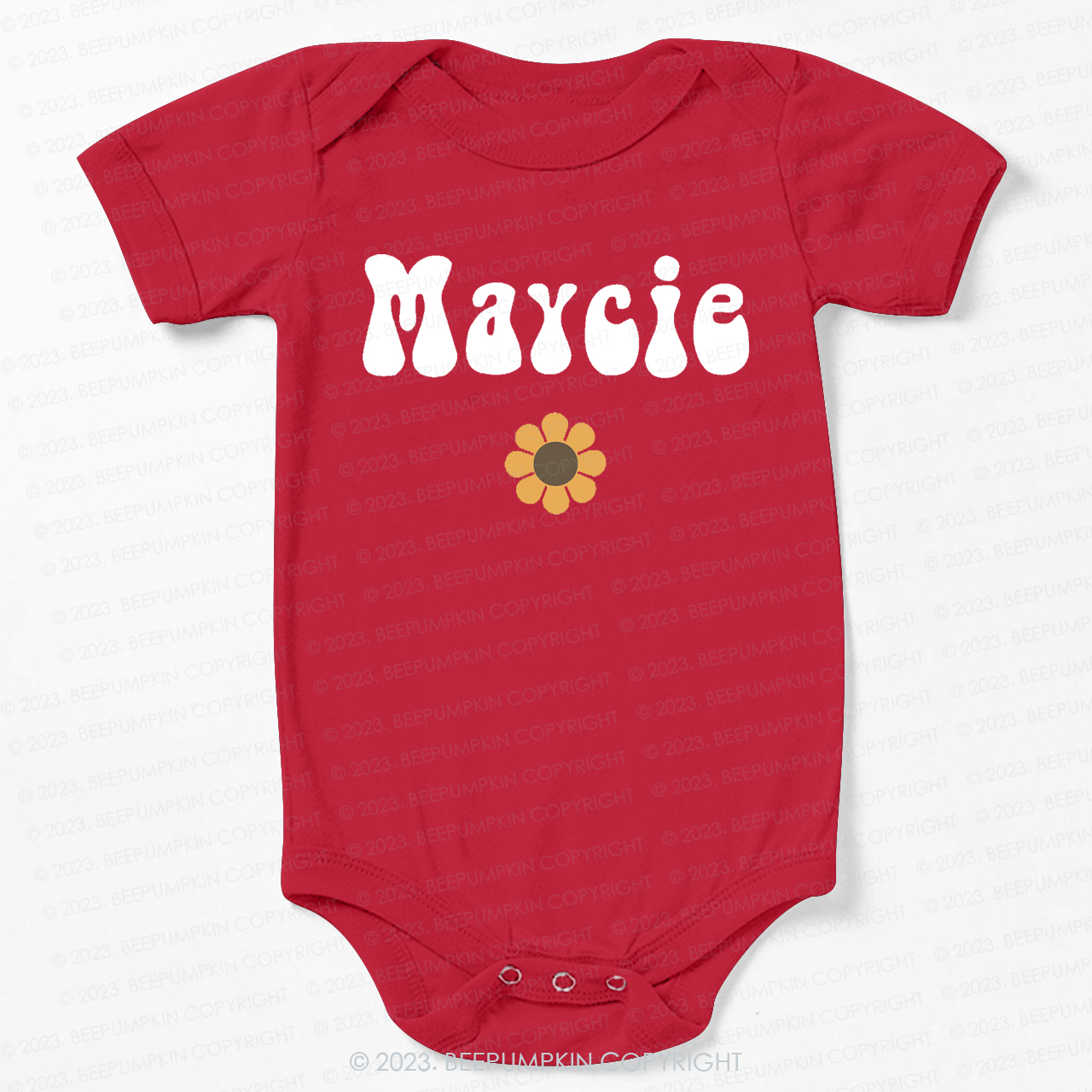 Retro Yellow Flower Natural Bodysuit For Baby