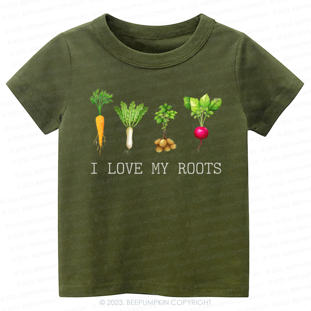 Vegetable I Love My Roots Kids Shirt
