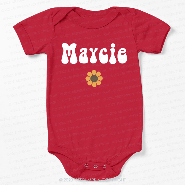 Retro Yellow Flower Natural Bodysuit For Baby
