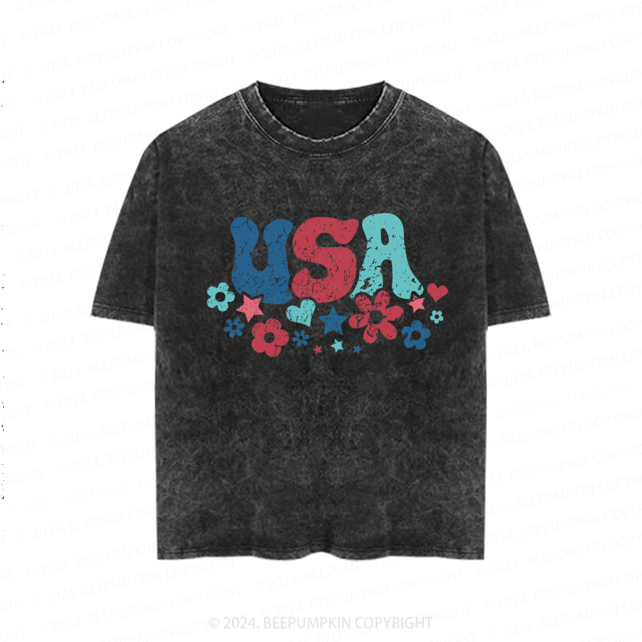 Cute USA Independence Day Toddler&Kids Washed Tees          