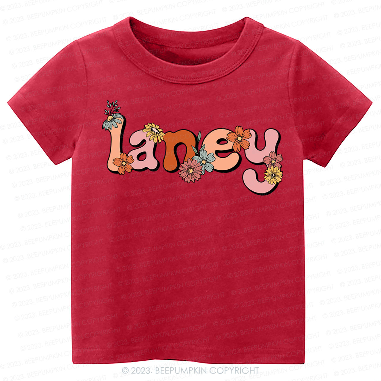 Custom Name Flower Word Art -Toddler Tees