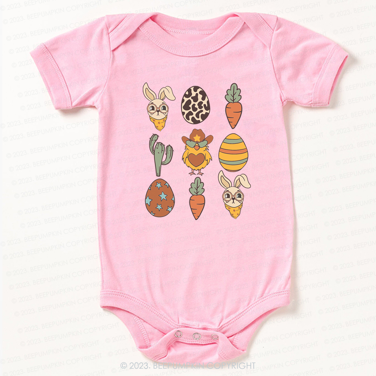 Hoppy Western Easter Carrot Eggs Bodysuit For Baby