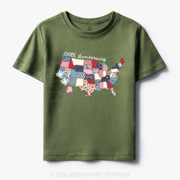 US 250 Years Patriotic Patchwork Toddler&Kid's Tees
