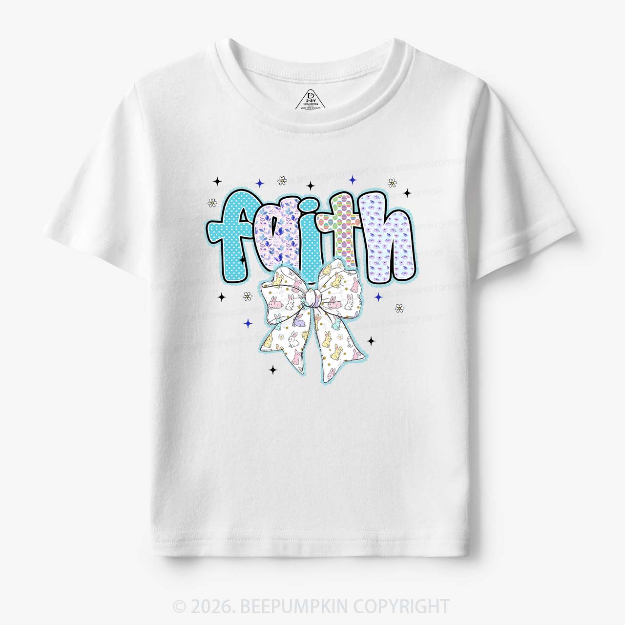 Blooming Faith Bunny Bow Toddler&Kid's Tees