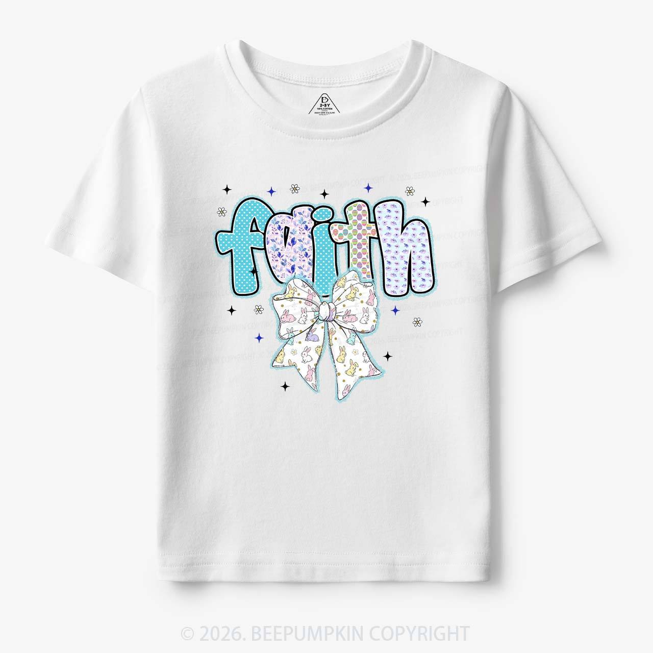 Blooming Faith Bunny Bow Toddler&Kid's Tees