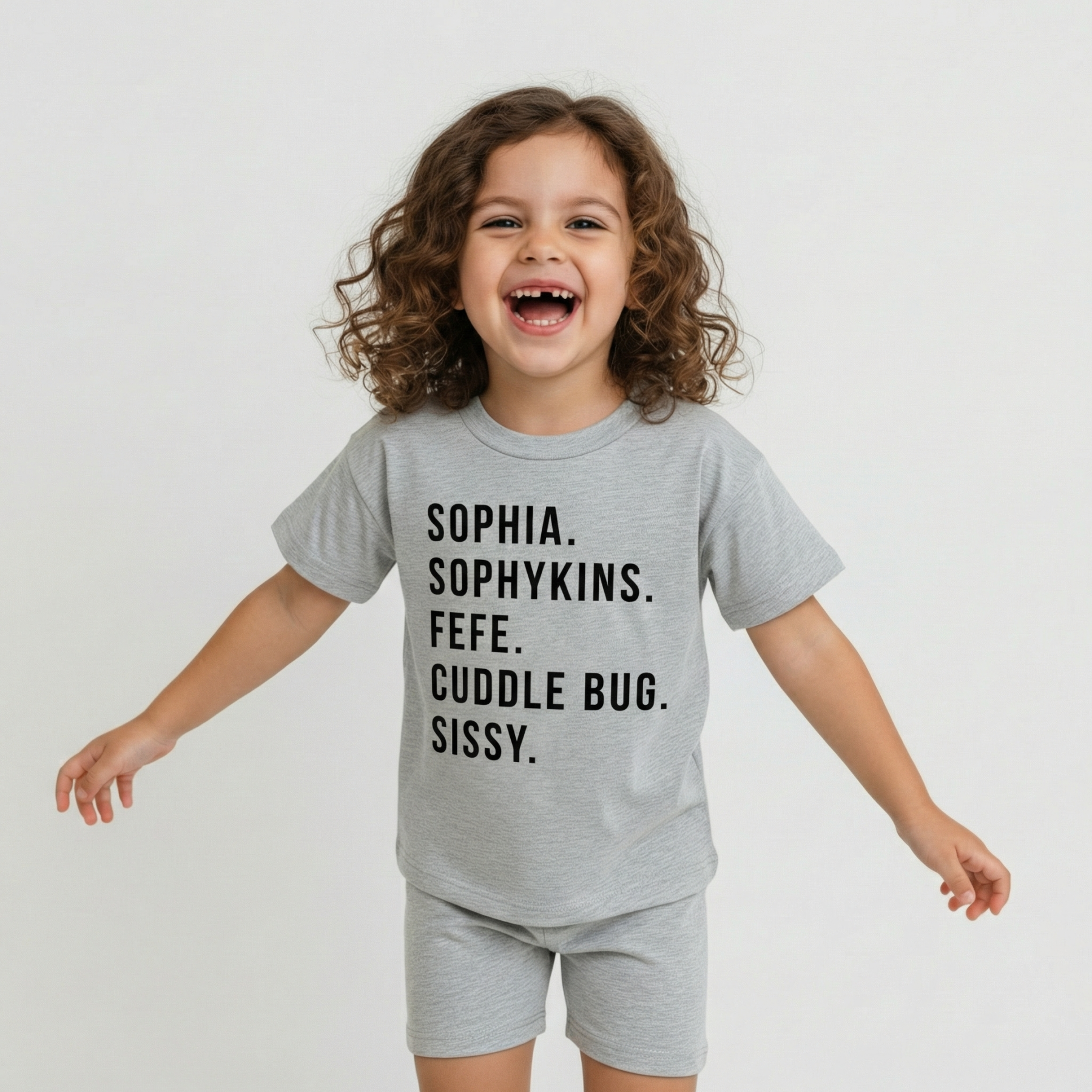 Nickname Toddler Custom Peach Boho Biker Shorts&Tee