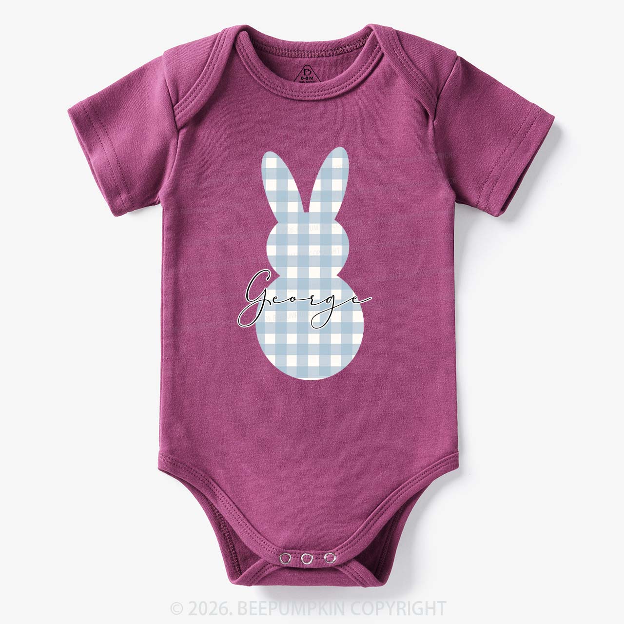 Personalised Easter Petit Gingham Bunny Bodysuit