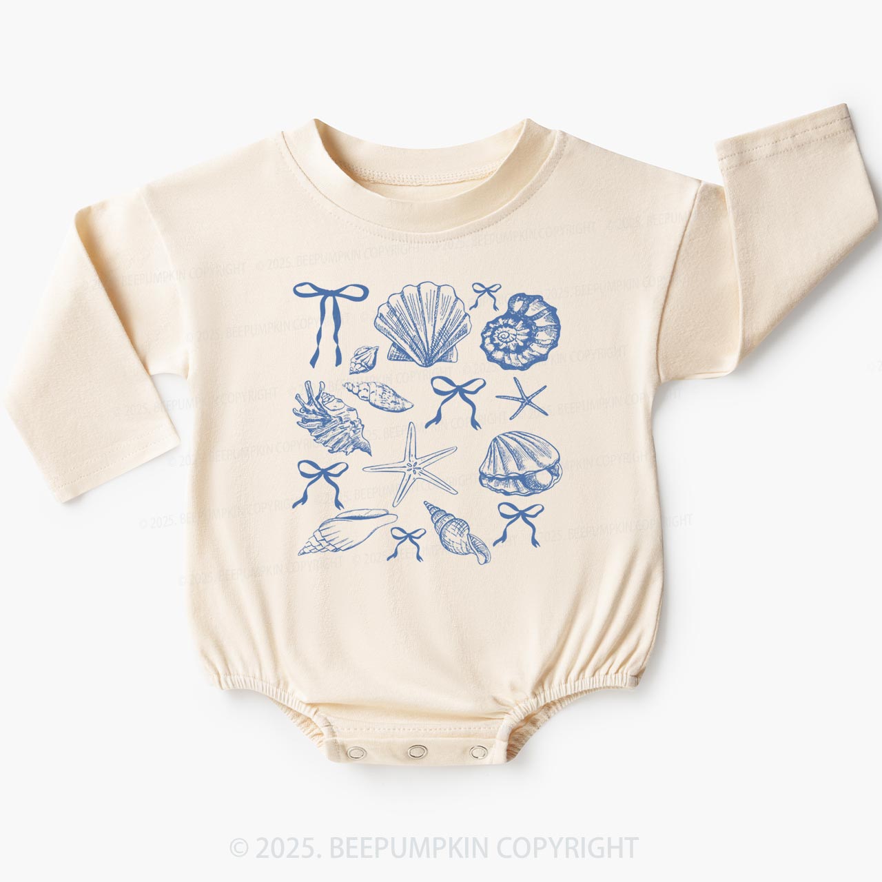Bow Coquette Seashell Baby Bubble Romper Beepumpkin