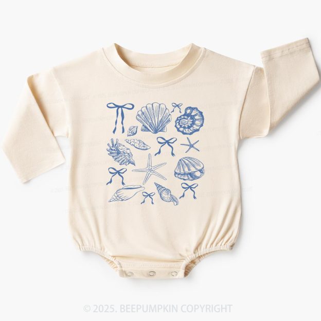 Bow Coquette Seashell Baby Bubble Romper Beepumpkin