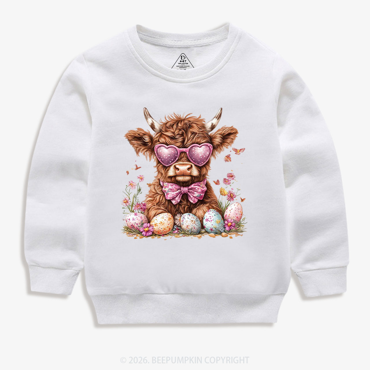 Easter Day Highland Cow Kid's Sweatshirt