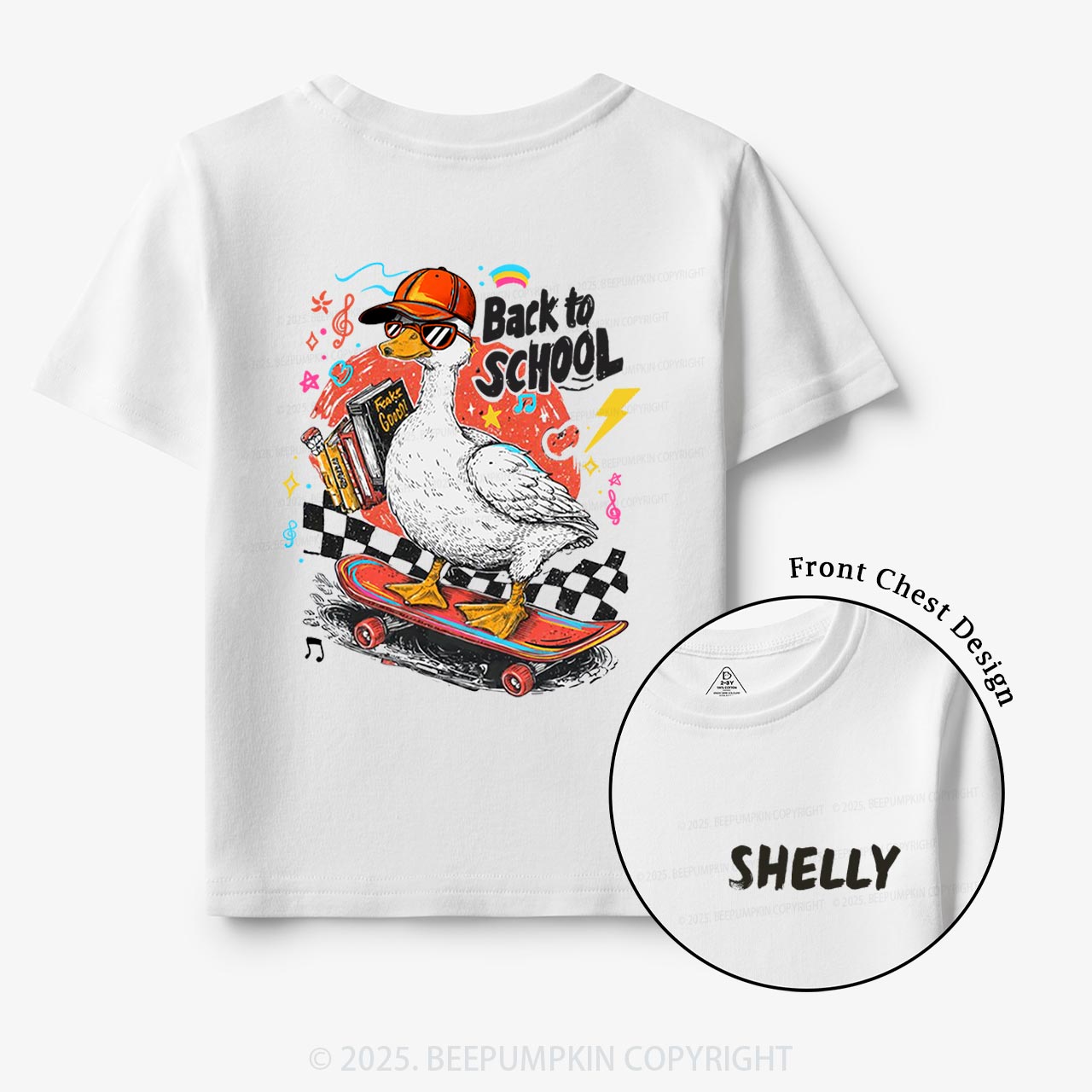 Personalized Funny Skateboard Goose Toddler&Kid's Tees Beepumpkin