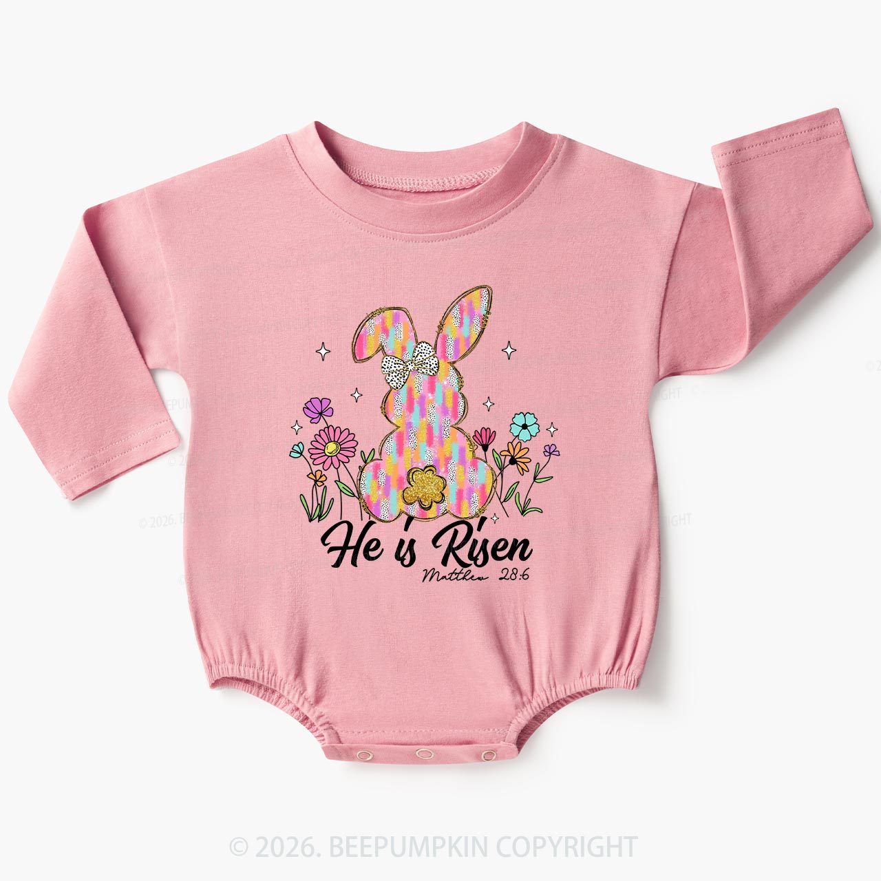 Risen In Bloom Faith & Flowers Baby Bubble Romper