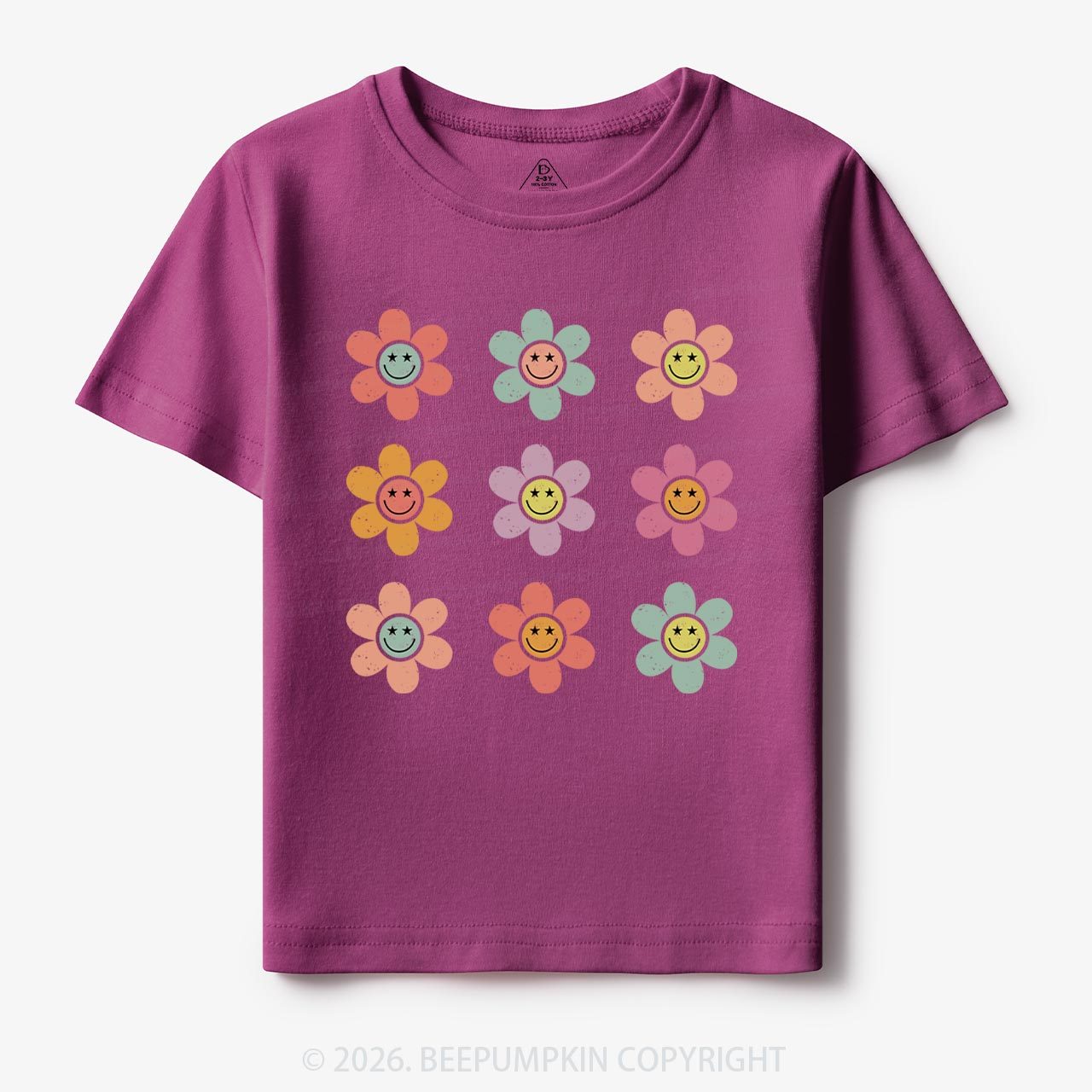 Happy Face Flowers Summer Kids T-Shirts