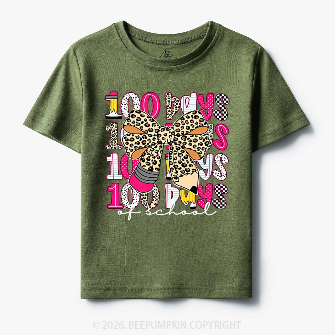 Leopard Love 100 Days Of  School Edition Toddler&Kid's Tees Beepumpkin