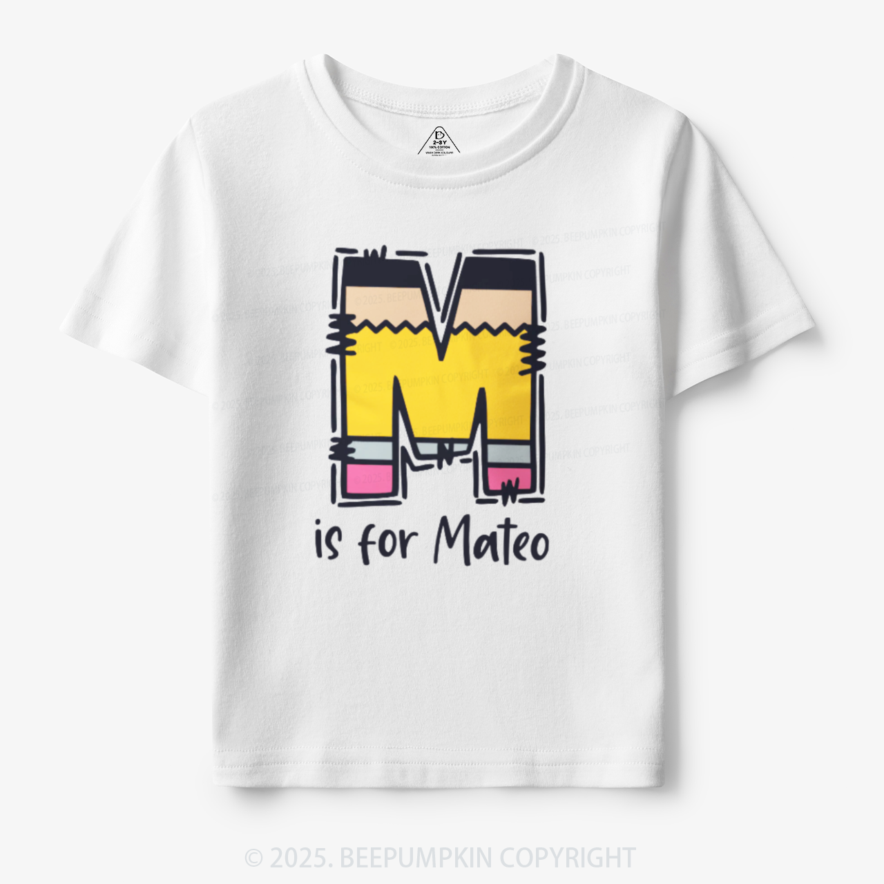 Personalized Pencil Letter Toddler&Kid's Tees Beepumpkin
