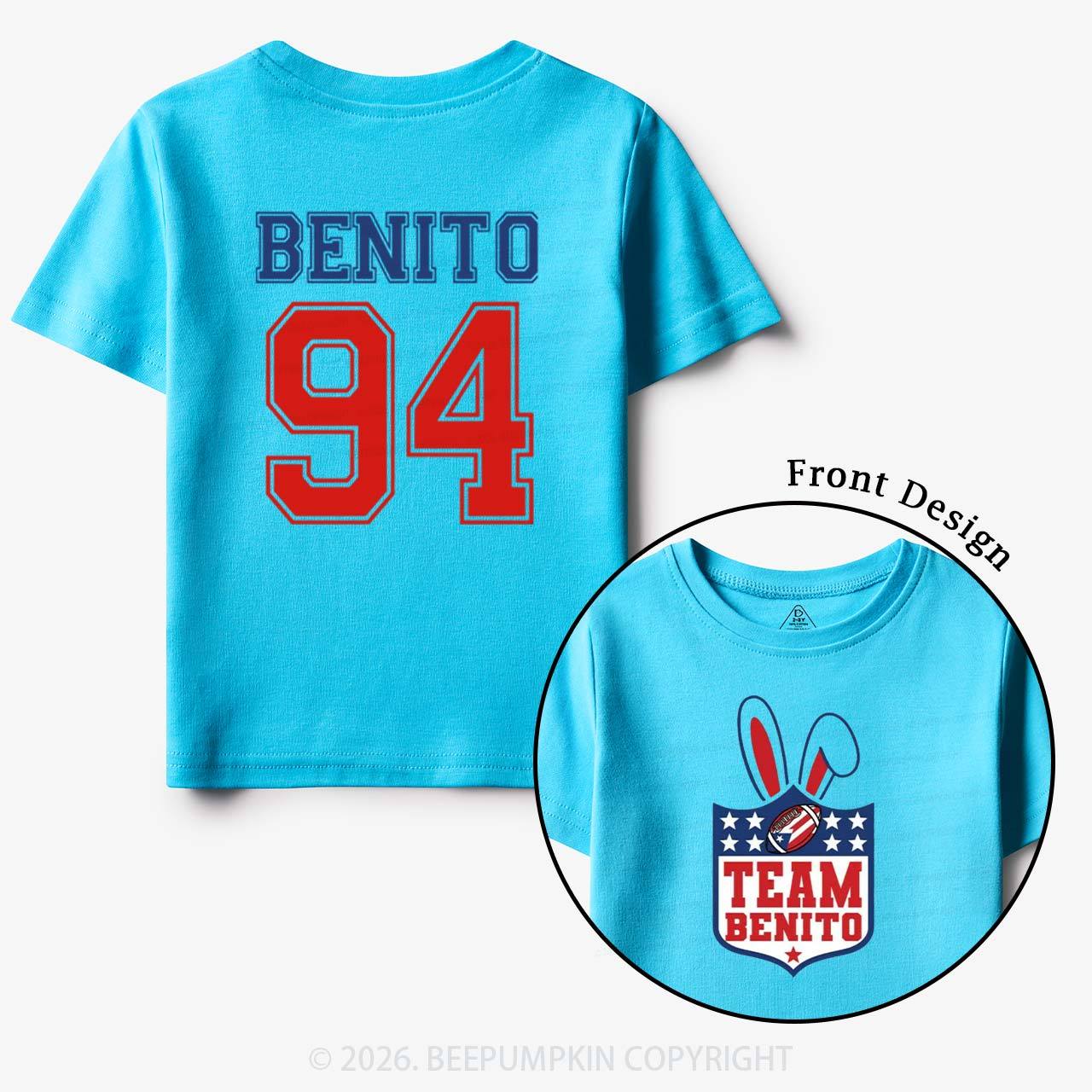 Personalized Vintage Benito Super Football Game Day Toddler&Kids Tees
