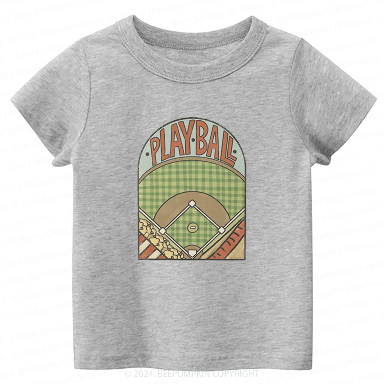 Retro Playball Baseball Field Toddler&Kids Tees 