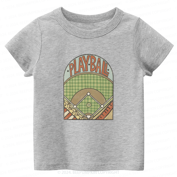 Retro Playball Baseball Field Toddler&Kids Tees 