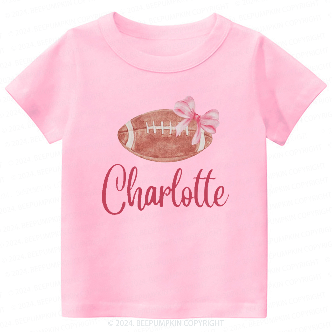 Personalized Football Bow Toddler&Kids Tees 
