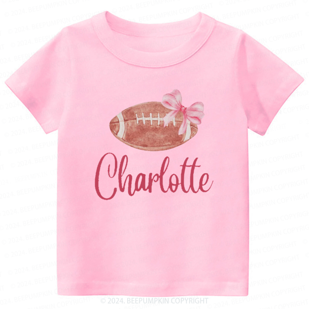 Personalized Football Bow Toddler&Kids Tees 