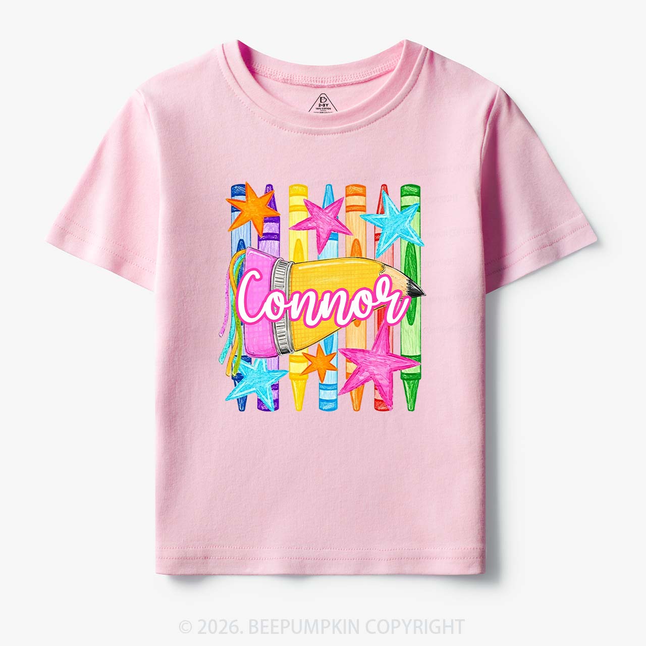 Personalized Name Striped Pencil Crayon Toddler&Kid's Tees