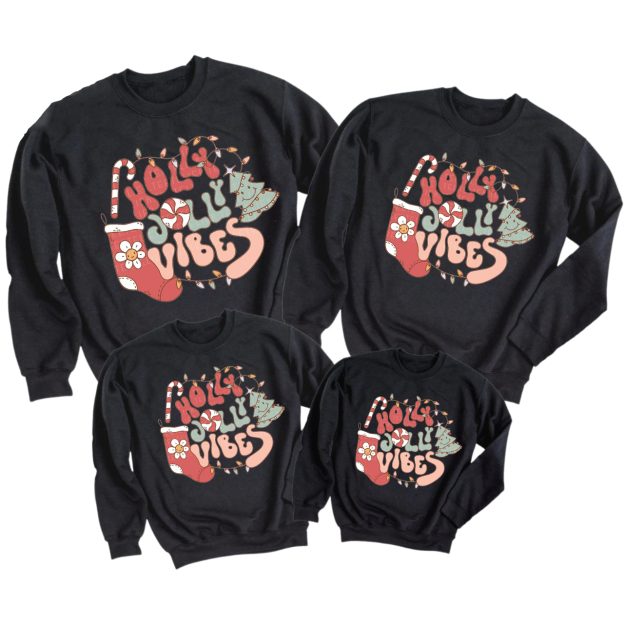 Holly Jolly Vibes Christmas Family Sweatshirts
