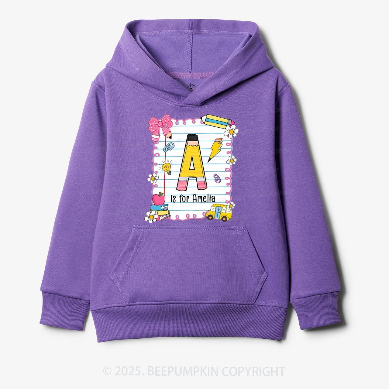 Personalized Alphabet Pencil Name Kid's Hoodies Beepumpkin