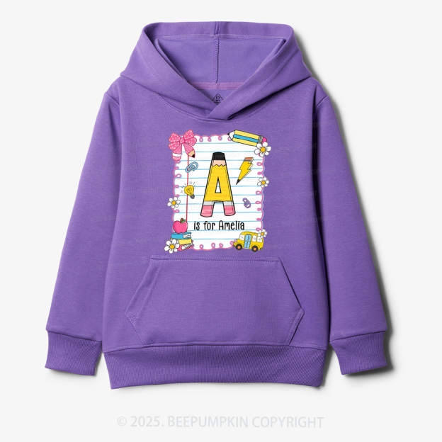 Personalized Alphabet Pencil Name Kid's Hoodies Beepumpkin