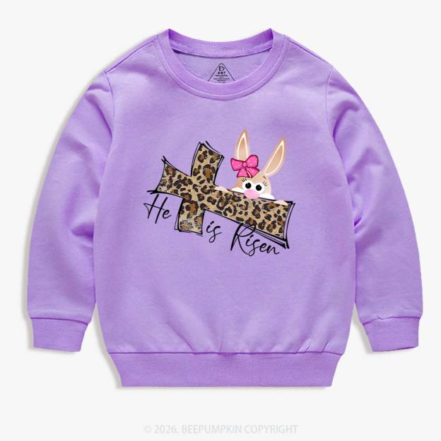 Faith Bunny & Leopard Cross Kid's Sweatshirt