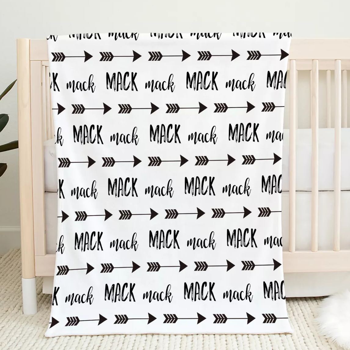 Arrow Personalized  Baby Flannel Blanket