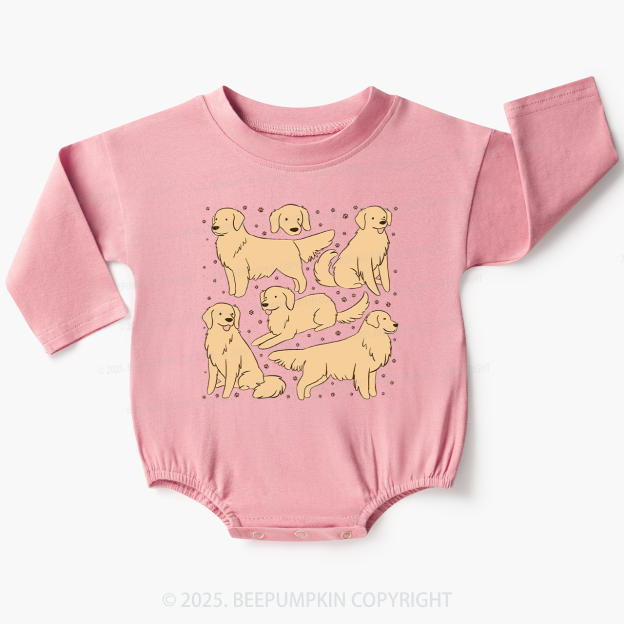 Golden Retriever Baby Bubble Romper Beepumpkin