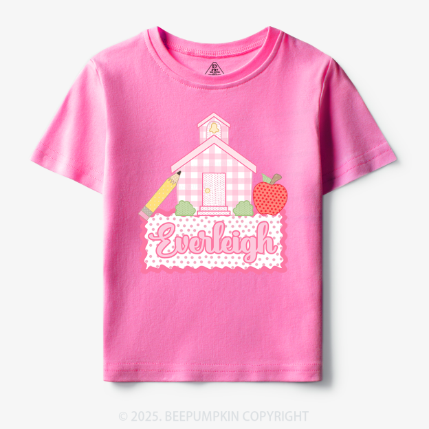 Personalized Pink Schoolhouse Toddler&Kid's Tees Beepumpkin