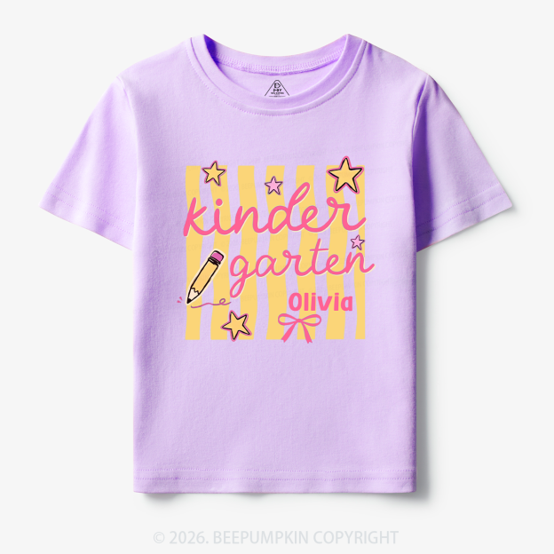 Personalized Retro Stripe Kindergarten Toddler&Kid's Tees