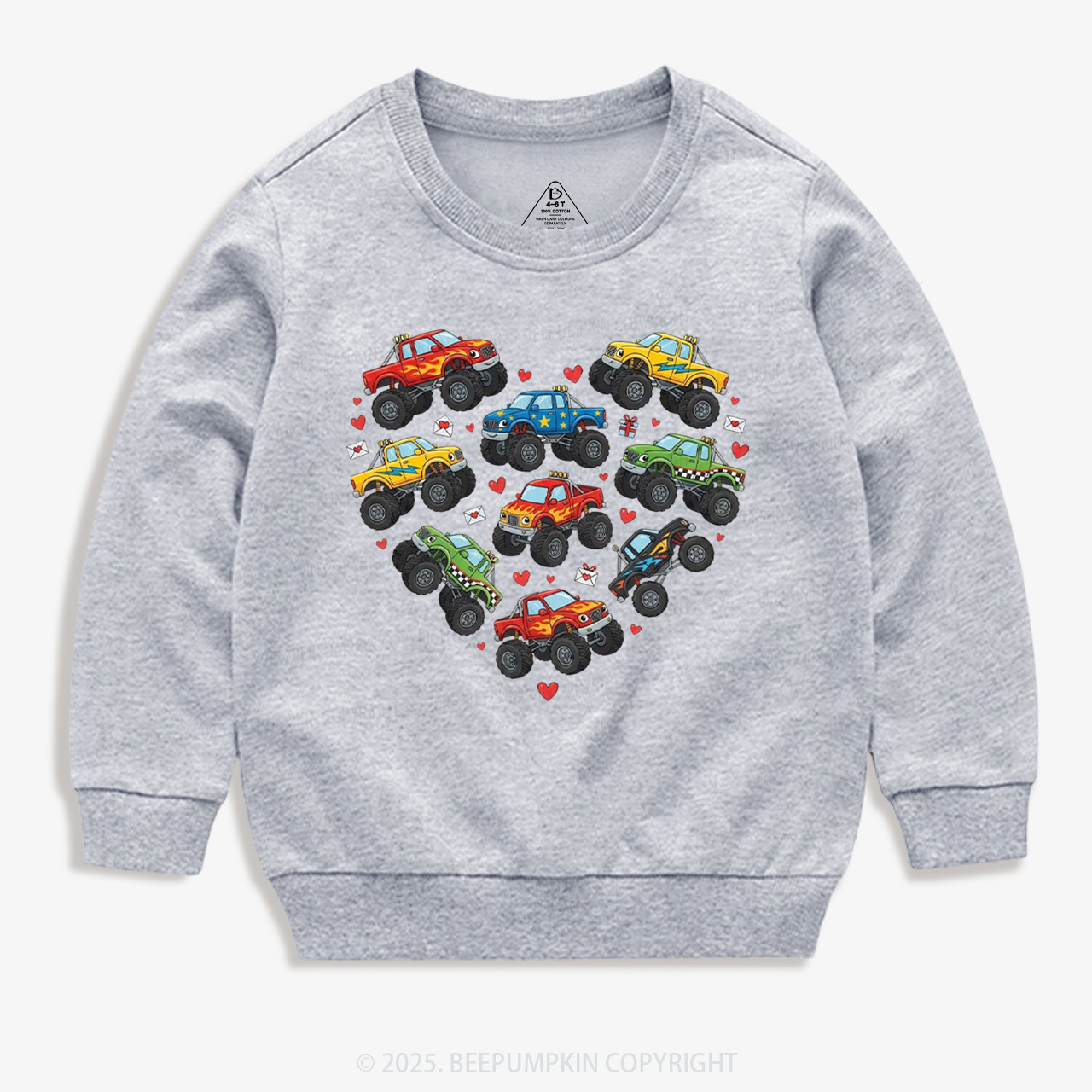 Heart On Wheels Valentine's Day Kid's Sweatshirt