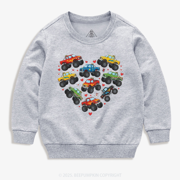 Heart On Wheels Valentine's Day Kid's Sweatshirt