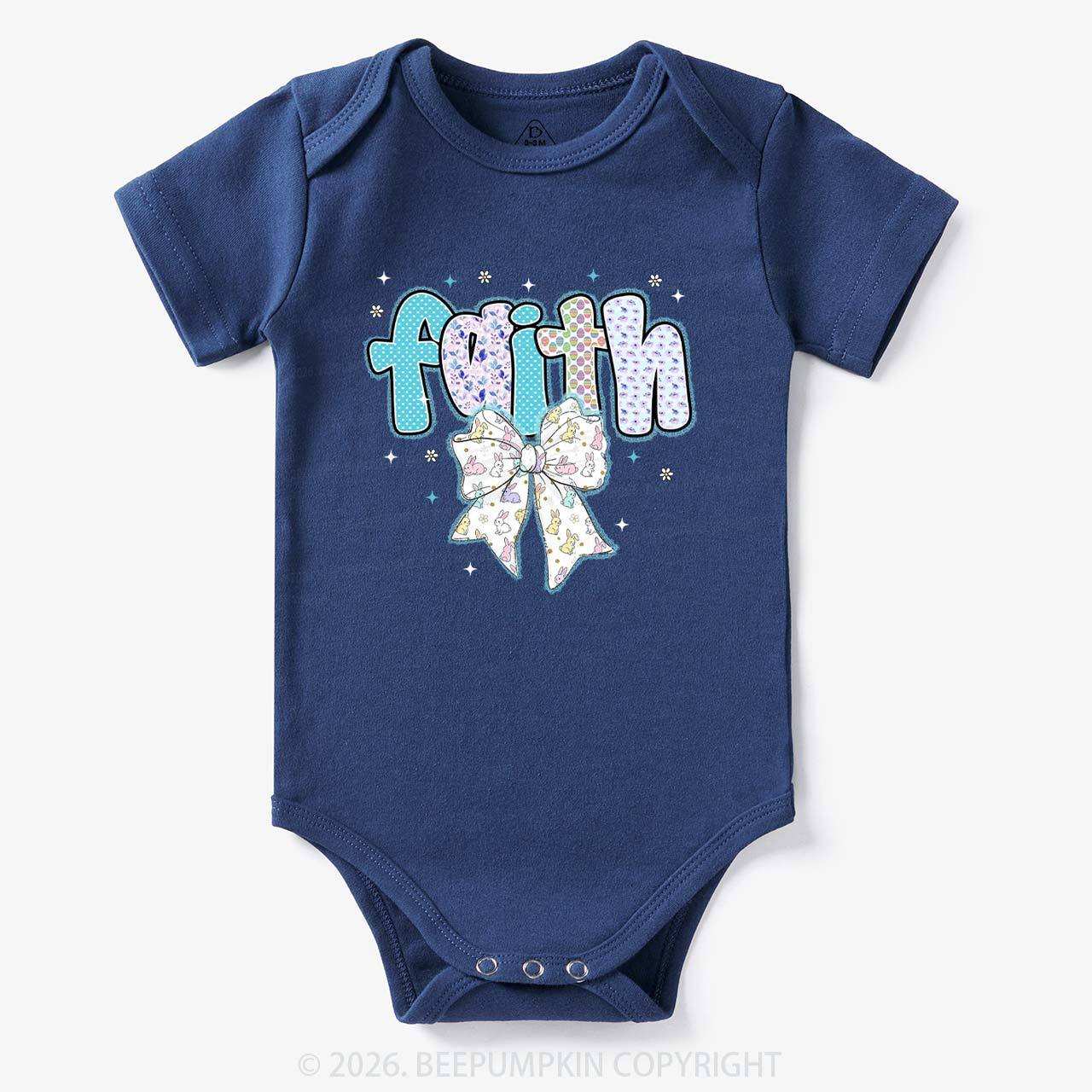 Blooming Faith Bunny Bow Baby Bodysuit