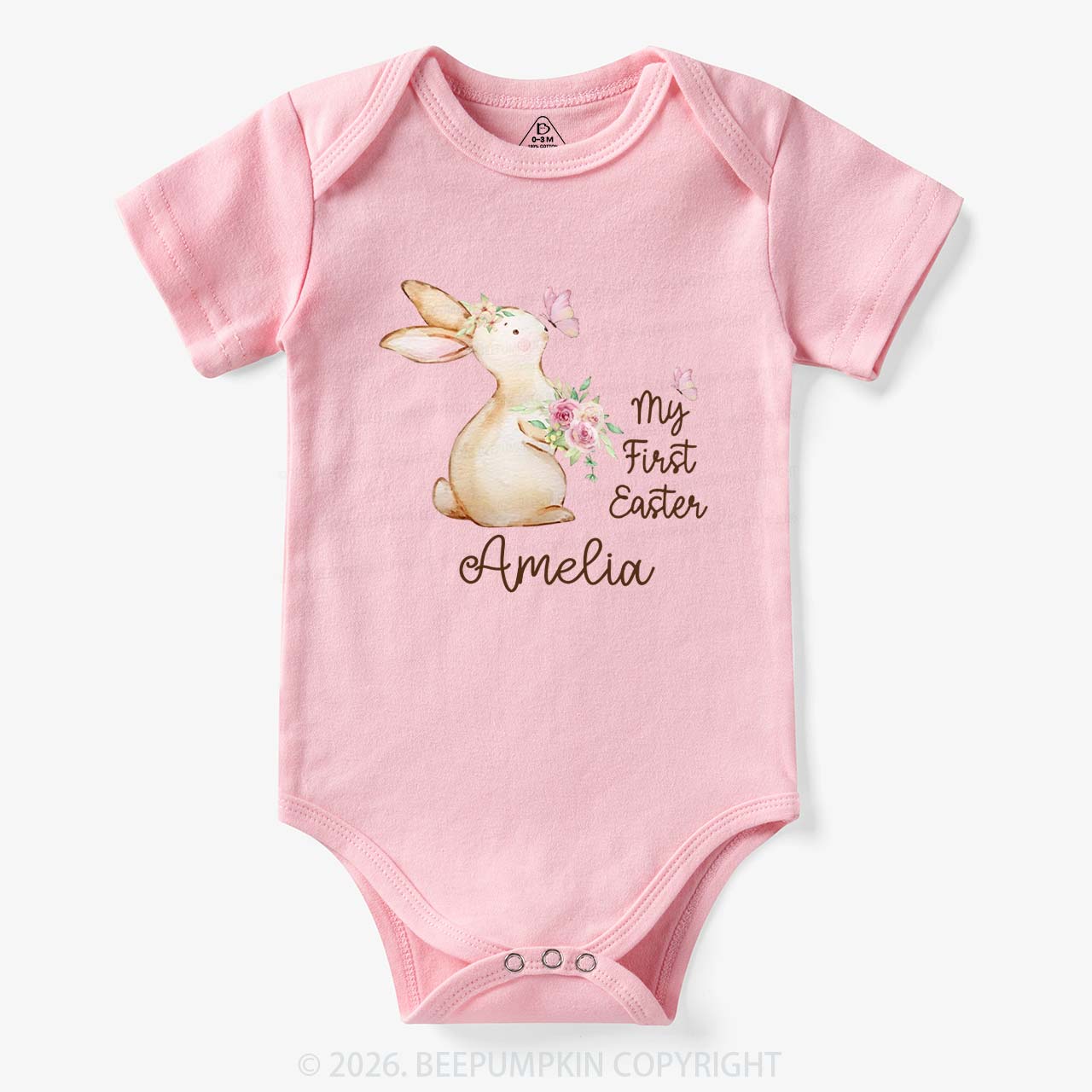 Personalized My First Easter Butterfly Kiss Bunny Baby Bodysuit