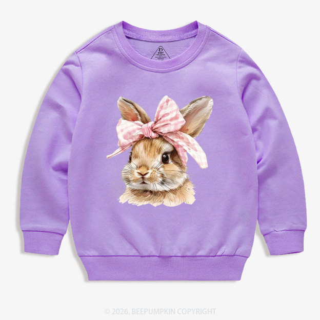 Cute Bunny with Bow Easter Kid's Sweatshirt