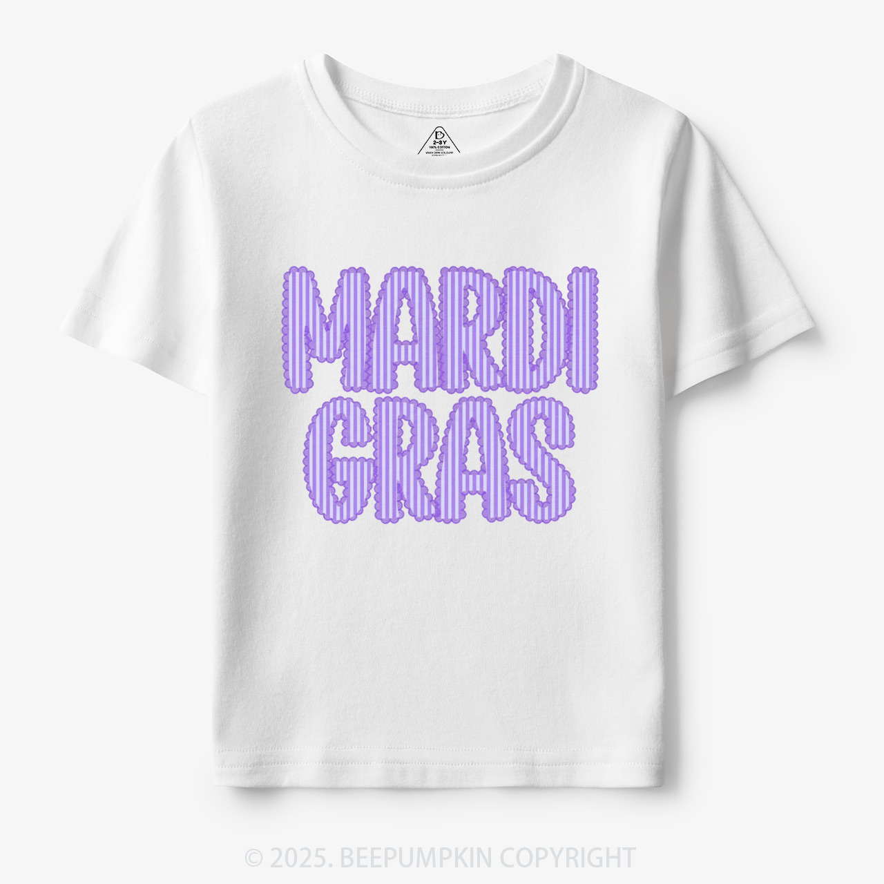 Purple Seersucker Mardi Gras Toddler&Kid's Tees Beepumpkin