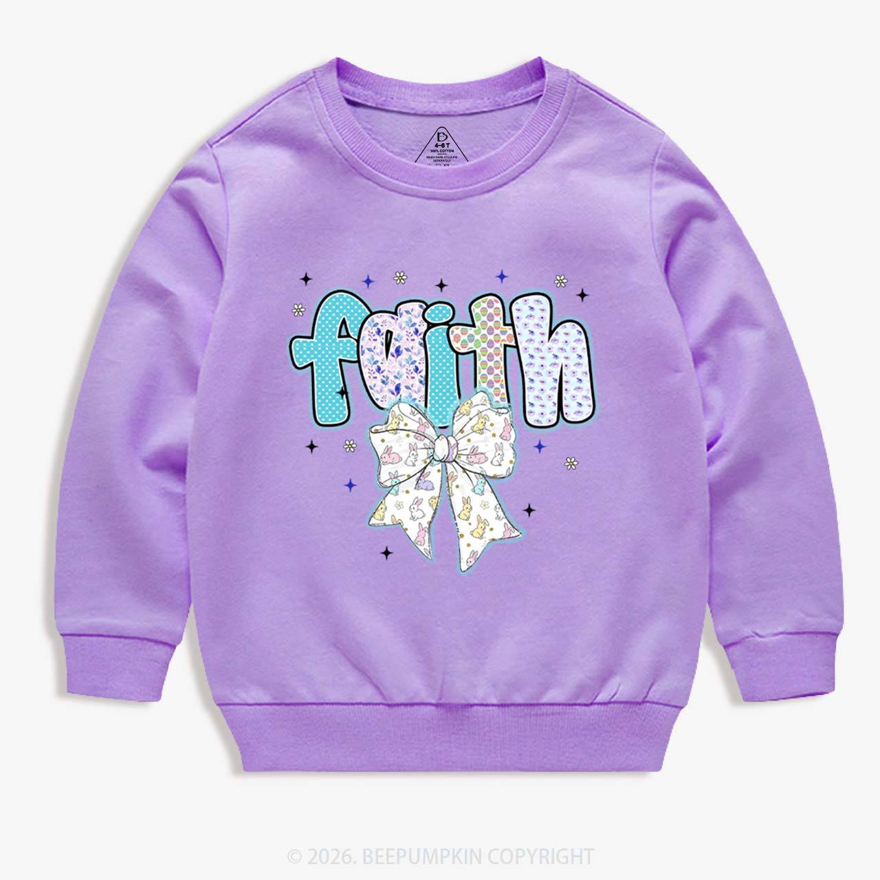 Blooming Faith Bunny Bow Kid's Sweatshirt