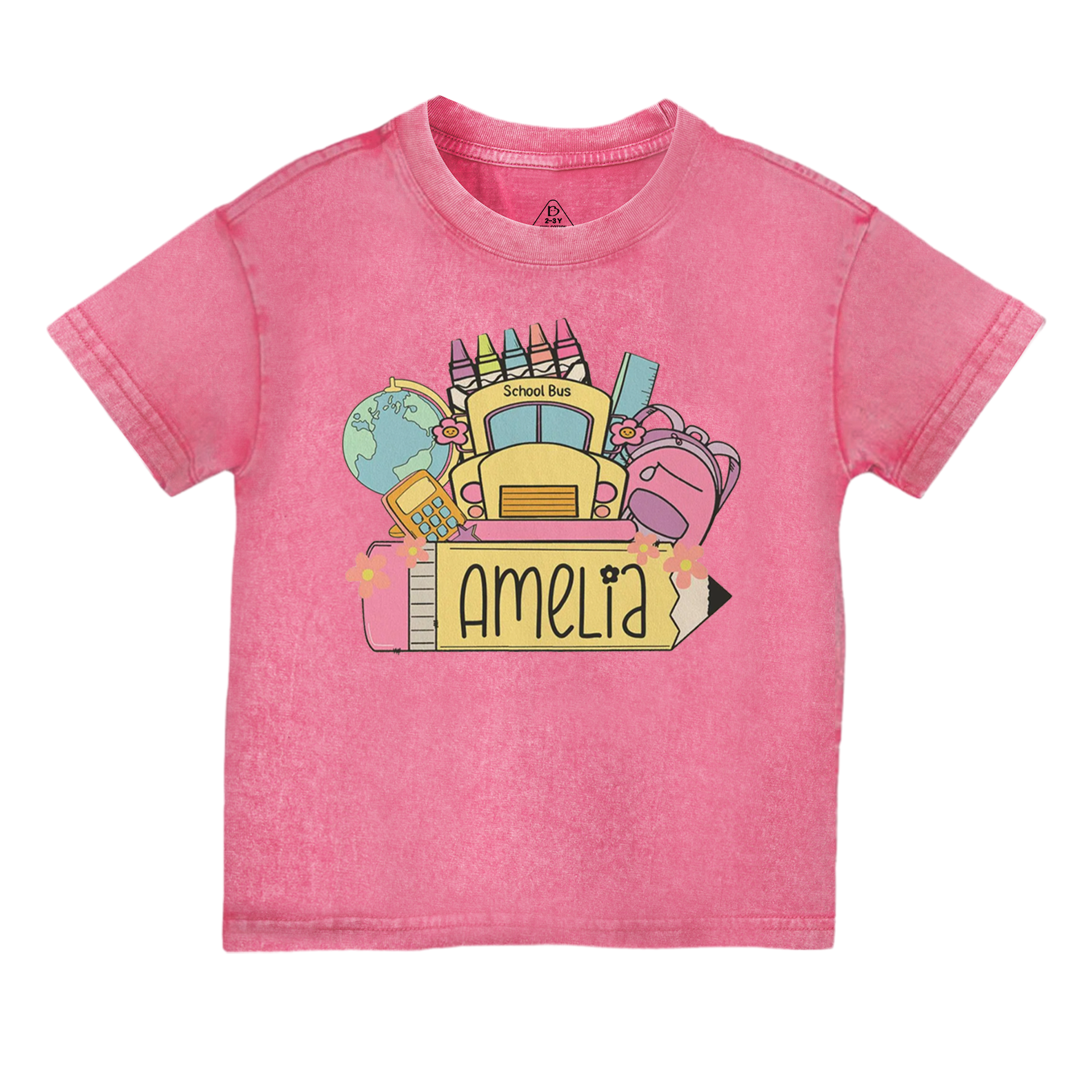 Personalized Back To School Girls Name Toddler&Kids Washed Tees