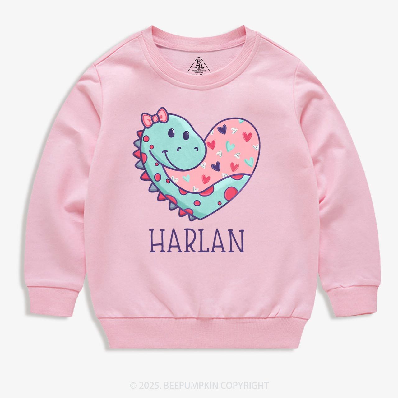 Personalized Dinosaur Valentine's Day Kid's Sweatshirt