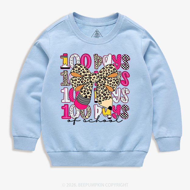 Leopard Love 100 Days Of  School Edition Toddler&Kid's Sweatshirt