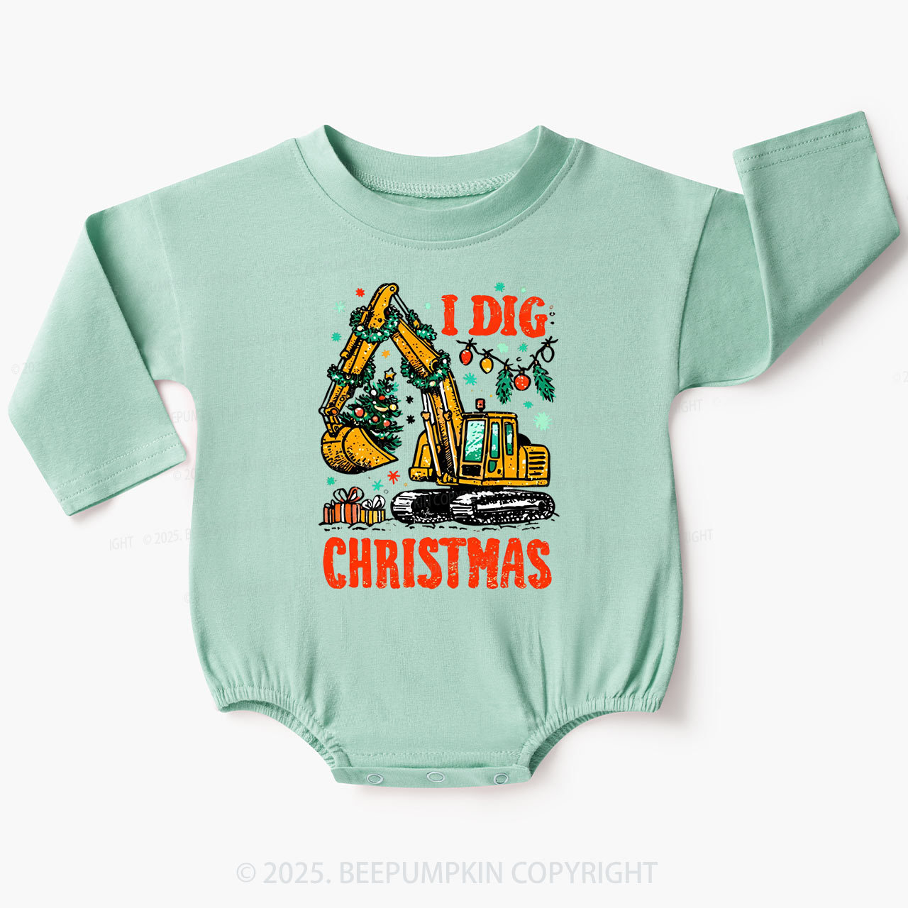 I Dig Christmas Baby Bubble Romper Beepumpkin