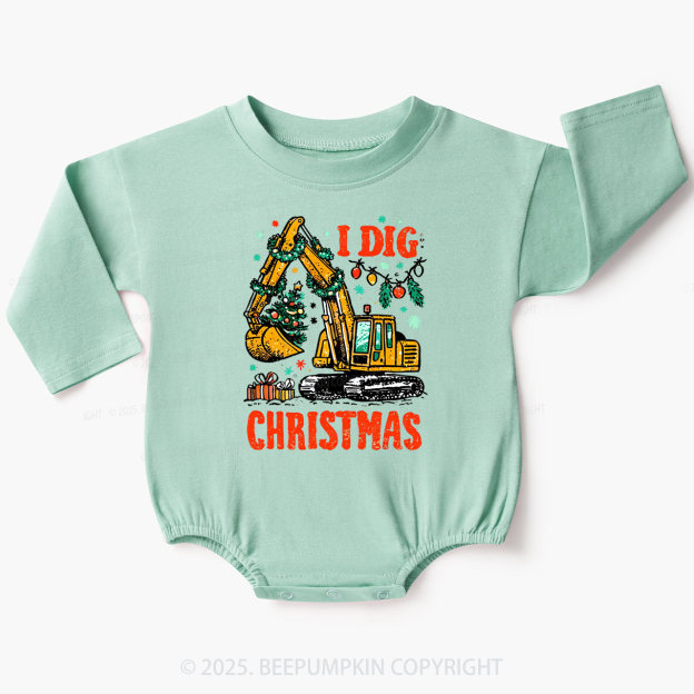 I Dig Christmas Baby Bubble Romper Beepumpkin