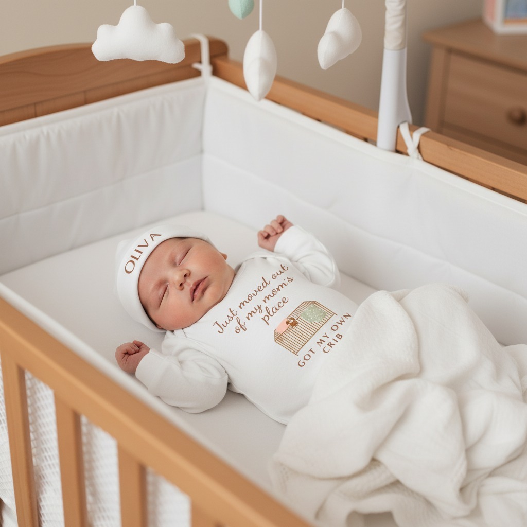 2 Pieces Personalized Moved Out Of My Mom's Place Got My Own Crib Baby Rompers Sets