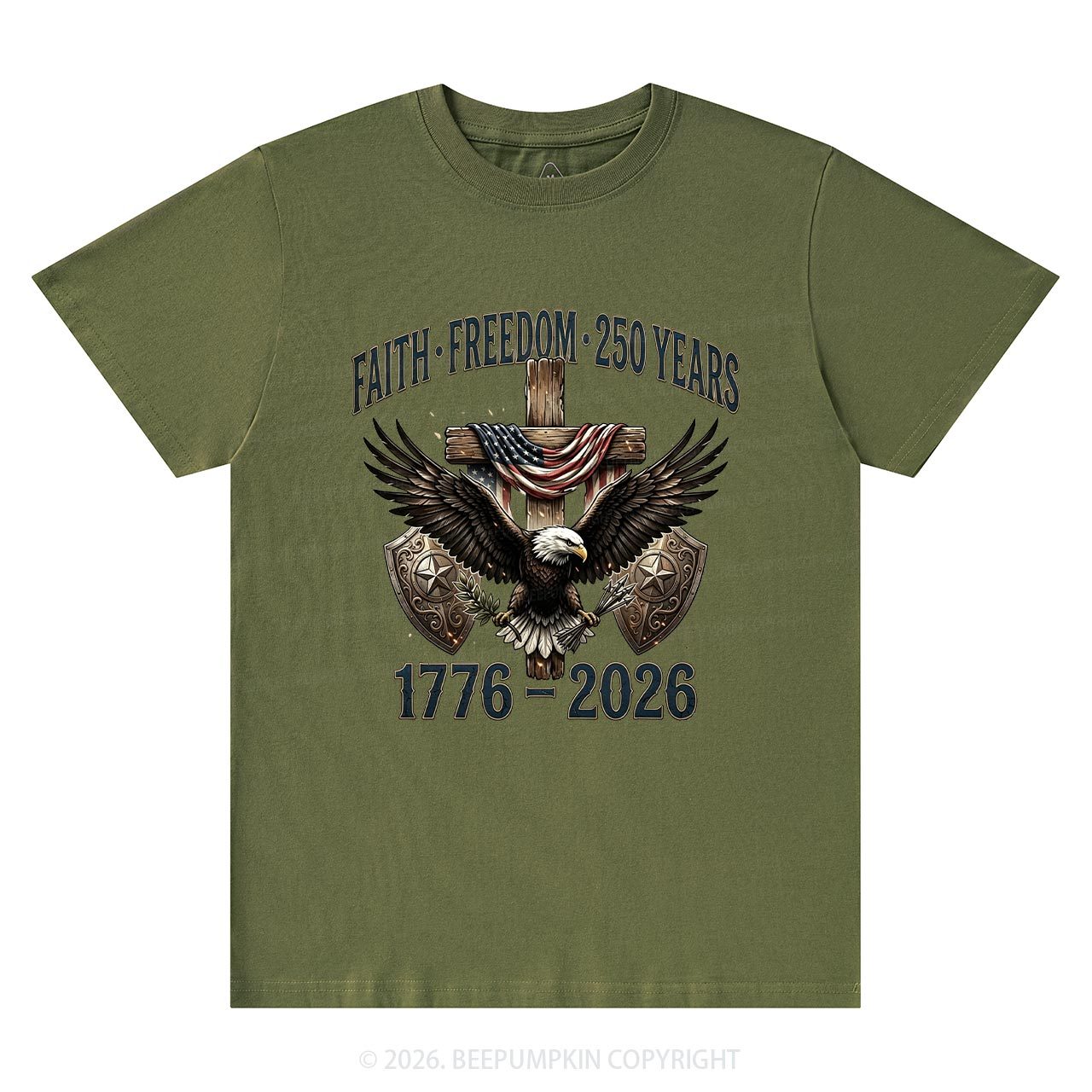 Faith Freedom 250 Years Patriotic Christian T-Shirts