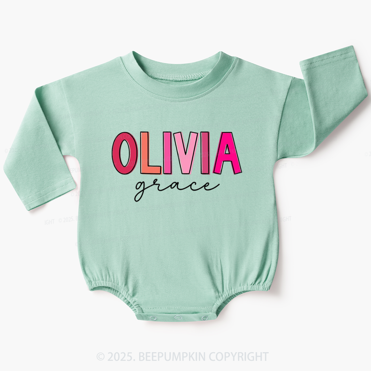 Personalized Pink Girl Baby Bubble Romper Beepumpkin